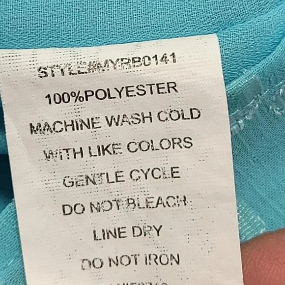 Notations Women's Top XL Teal With Circle Design Vneck Button Up. - Picture 11 of 11